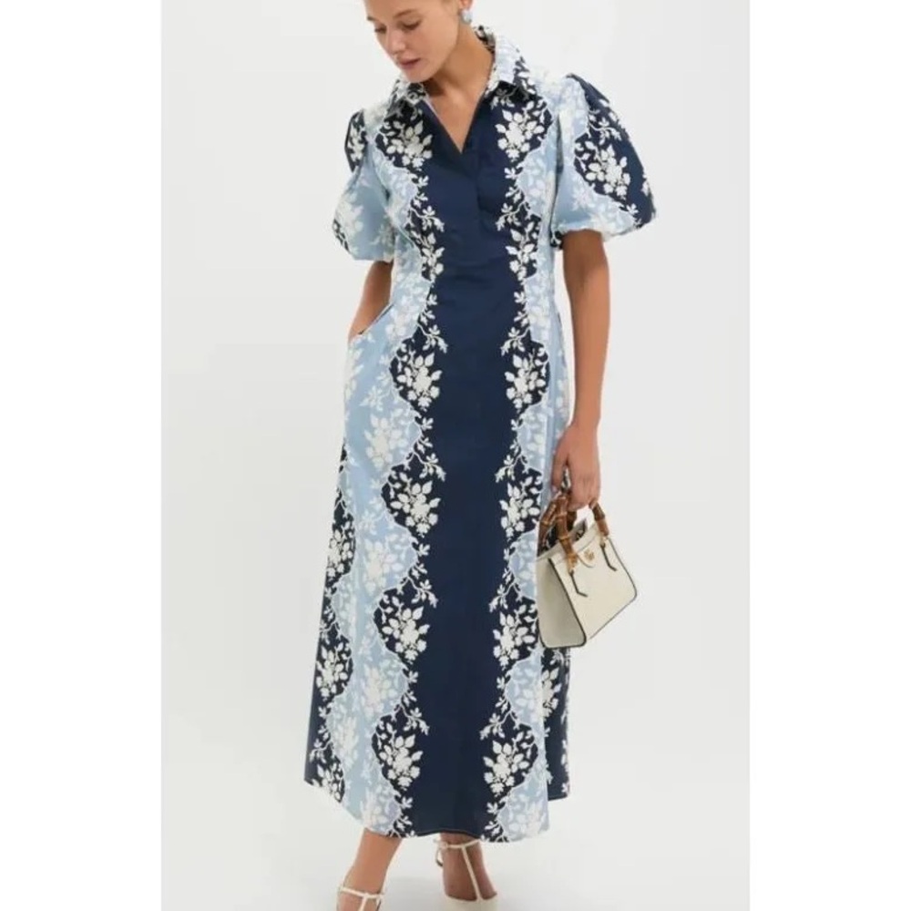 Tuckernuck NWOT Blue Fog Floral Maxi Dress in Navy and Light Blue